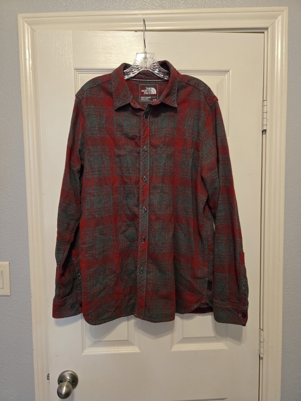 The North Face Red & Gray Plaid Flannel Button-Up Shirt